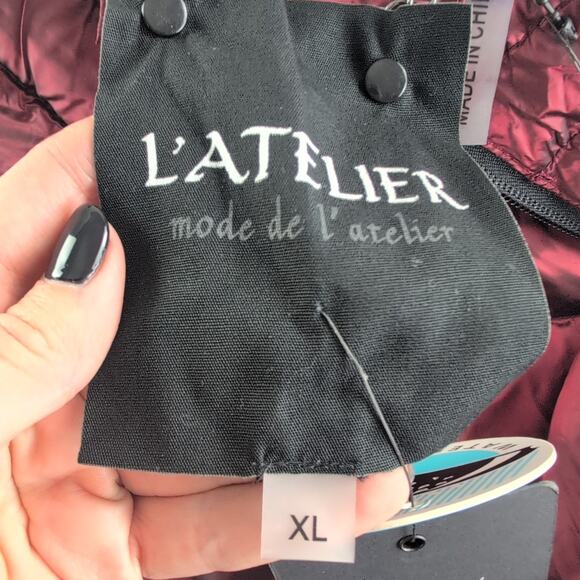 L'ATELIER NWT & Accessory Pouch Duck Down Puffer Vest Garnet Red Women's XL - Picture 6 of 12